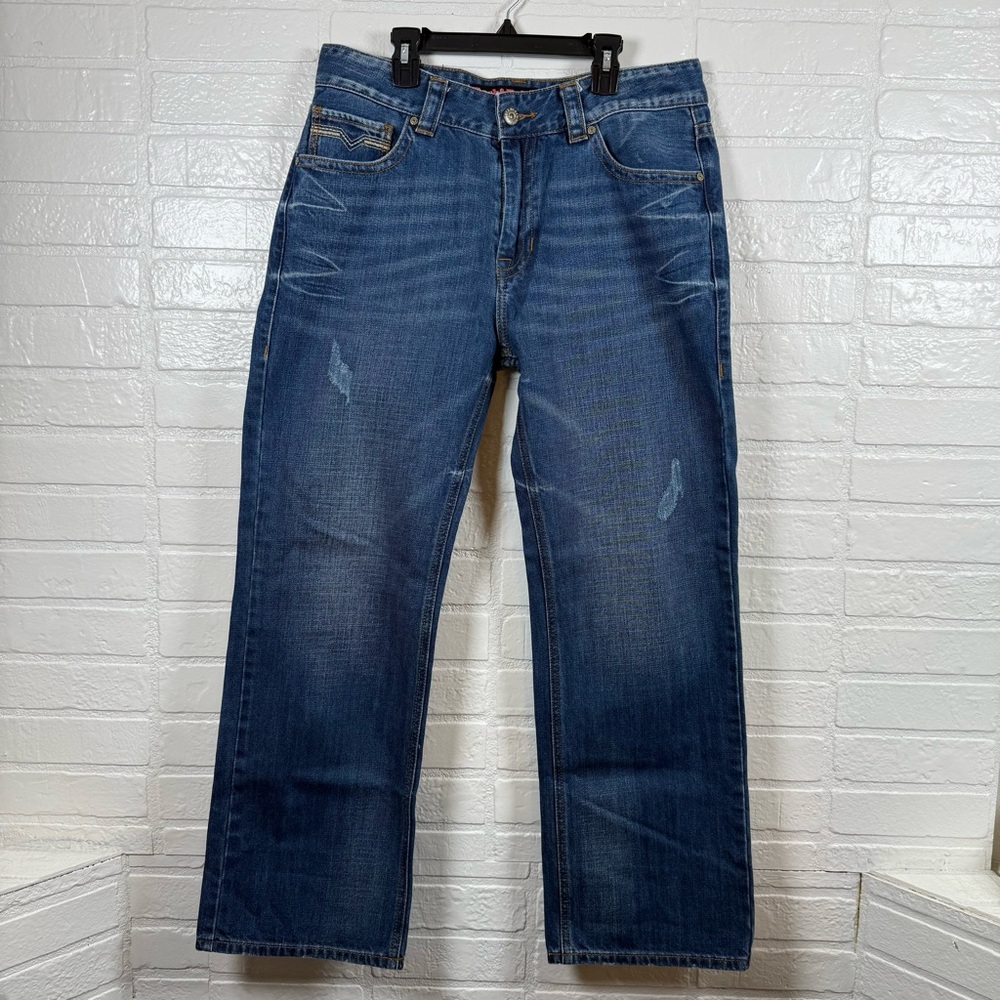 Rock & Roll Denim Cowboy Jeans Men 33x30 Blue Double Barrel Relaxed Fit Straight